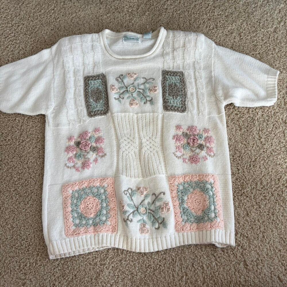 Vintage shenanigans white embroidered tshirt